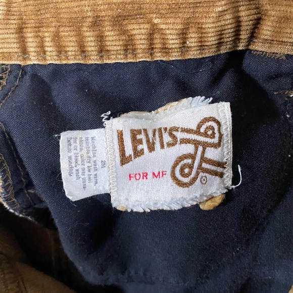 Vintage 70s Levis For MF Corduroy Distressed Brown Tab Pants Mens 12 28 x 29 - Picture 7 of 16